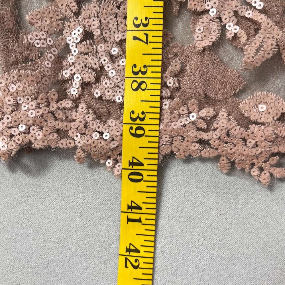 Tadashi Shoji Dress 6 Antique Pink Sheath Paillette Embroidered Lace Cocktail - Picture 11 of 12